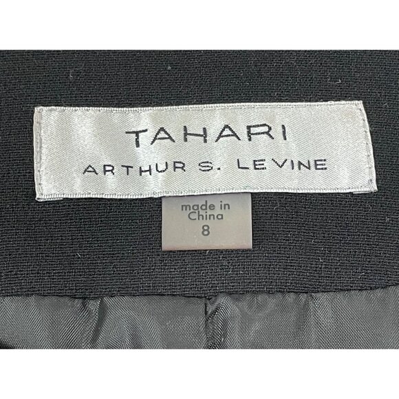 Tahari Arthur S. Levine Black Embroidered 3/4 Sleeve Open Front Womens Coat Size - Picture 6 of 8
